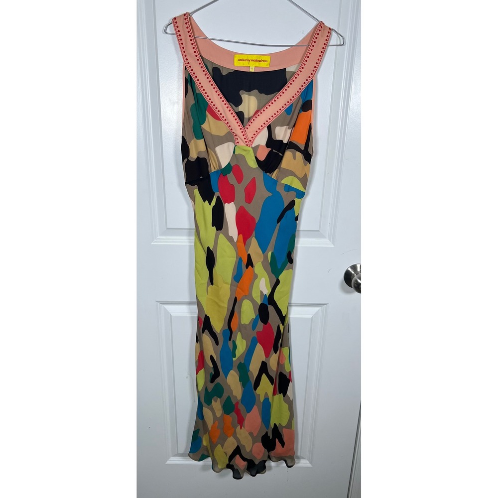 Catherine Malandrino Womens‎ Midi Dress Abstract Camo Embroidery Size 12